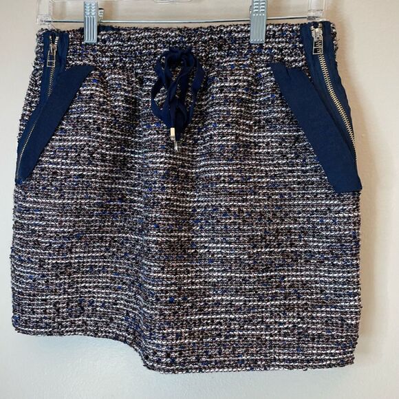 48.Color Block| Wool Tweed cotton blend|Size 38(EU)| Mini Skirt| Pockets - Picture 5 of 11